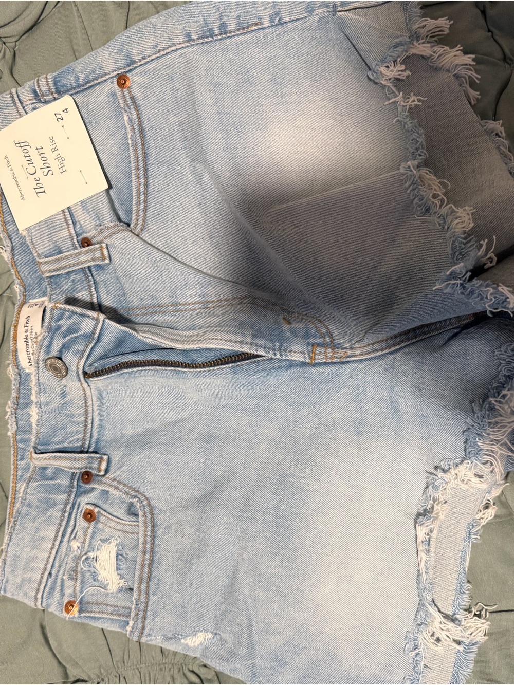 Light Wash Distressed Denim Shorts - Light Blue